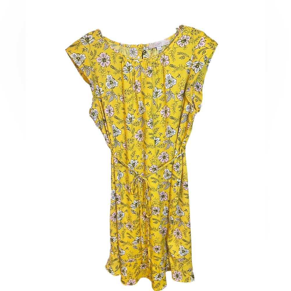 Floral  Dress Flutter Sleeves Multi-Color Loft NWT Size XLP